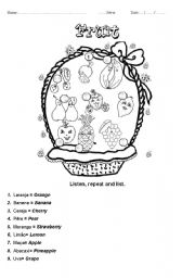 English Worksheet: Fruit