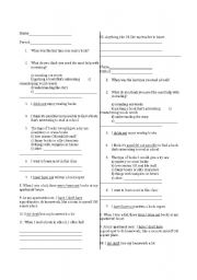 English Worksheet: Reading habits survey for first few days of class