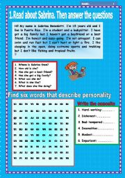 English Worksheet: Present simple. Reading comprehension for elementary. And adjectives.
