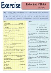 English Worksheet: PHRASAL VERBS WITH 