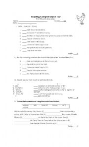 English worksheet: Fifteenth character test