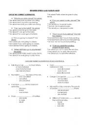 English Worksheet: Reported Speech and Passive voice