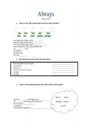 English worksheet: Always by Blink