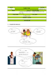 English Worksheet: Present of verb to be exercise