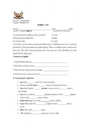 English Worksheet: Possessives and pronouns