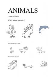 English worksheet: animals 2