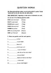 English Worksheet: question words 