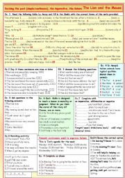 English Worksheet: Revising  the past, continuous /simple, the imperative and  the future