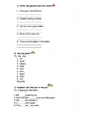English Worksheet: Revisable for junior