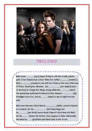 English Worksheet: Twilight and verb tenses (present simple, continuous and past simple)