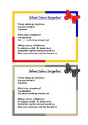 English Worksheet: Introducing Colours with a POEM