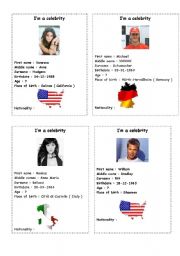 English Worksheet: I am a celebrity