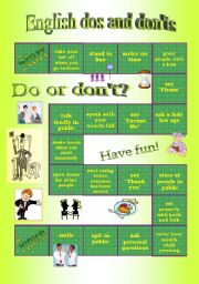 English dos & donts board game