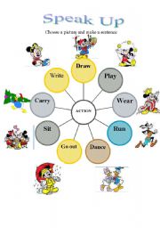 English Worksheet: Practice present continuos with MICKEY