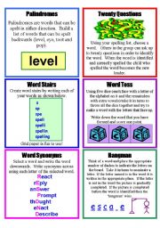English Worksheet: Spelling Games