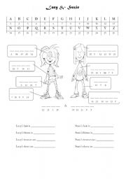 English Worksheet: Lucy and Suzie - colour