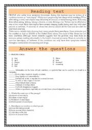 English Worksheet: Reading text