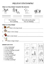 English Worksheet: Present continuous