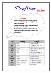 English Worksheet: Prefixes