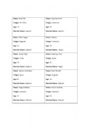 English worksheet: Role play verb to be