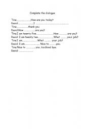 English worksheet: Dialogue