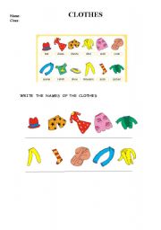 English worksheet: Clothes