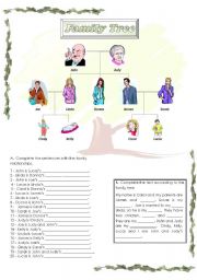 English Worksheet: Family Tree - Exercises