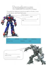 English Worksheet: Transformers