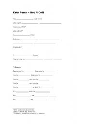 English Worksheet: Katy Perry - Hot N Cold