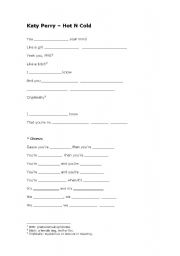 English worksheet: Katy Perry - Hot N Cold