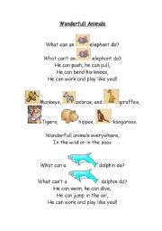 English worksheet: Wonderful animals