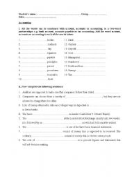 English worksheet: accounting test