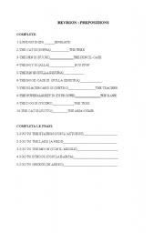 English worksheet: REVISION  PREPOSITIONS