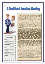 English Worksheet: Traditional American Wedding