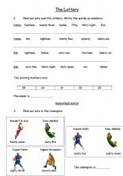 English worksheet: The Lottery - numbers