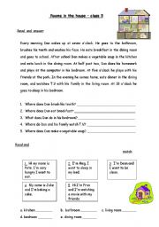 English Worksheet: Rooms in the house