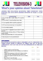 English Worksheet: Whats your opinion about television?