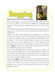 Reading Comprehension about Begging