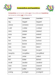 English Worksheet: COMPARATIVES AND SUPERLATIVE STUDY GUIDE