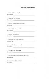 English worksheet: Reported Speech - Very easy