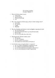 English Worksheet: The Catcher in the Rye: quiz ch 1-5