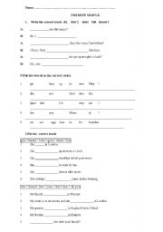 English Worksheet: The present simple test