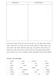 English Worksheet: countable/uncountable