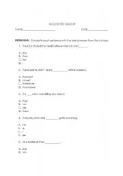 English Worksheet: pronouns