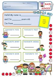 English Worksheet: Back to school - 1st day - Getting to know your students