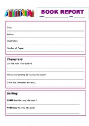 English Worksheet: Book  Report