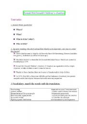 English Worksheet:  examples of  charities in the English speaking countries : their functions