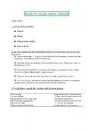 English worksheet:  examples of  charities in the English speaking countries : their functions