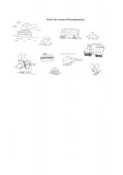 English Worksheet: Means of Transportations