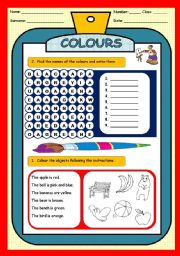English Worksheet: COLOURS